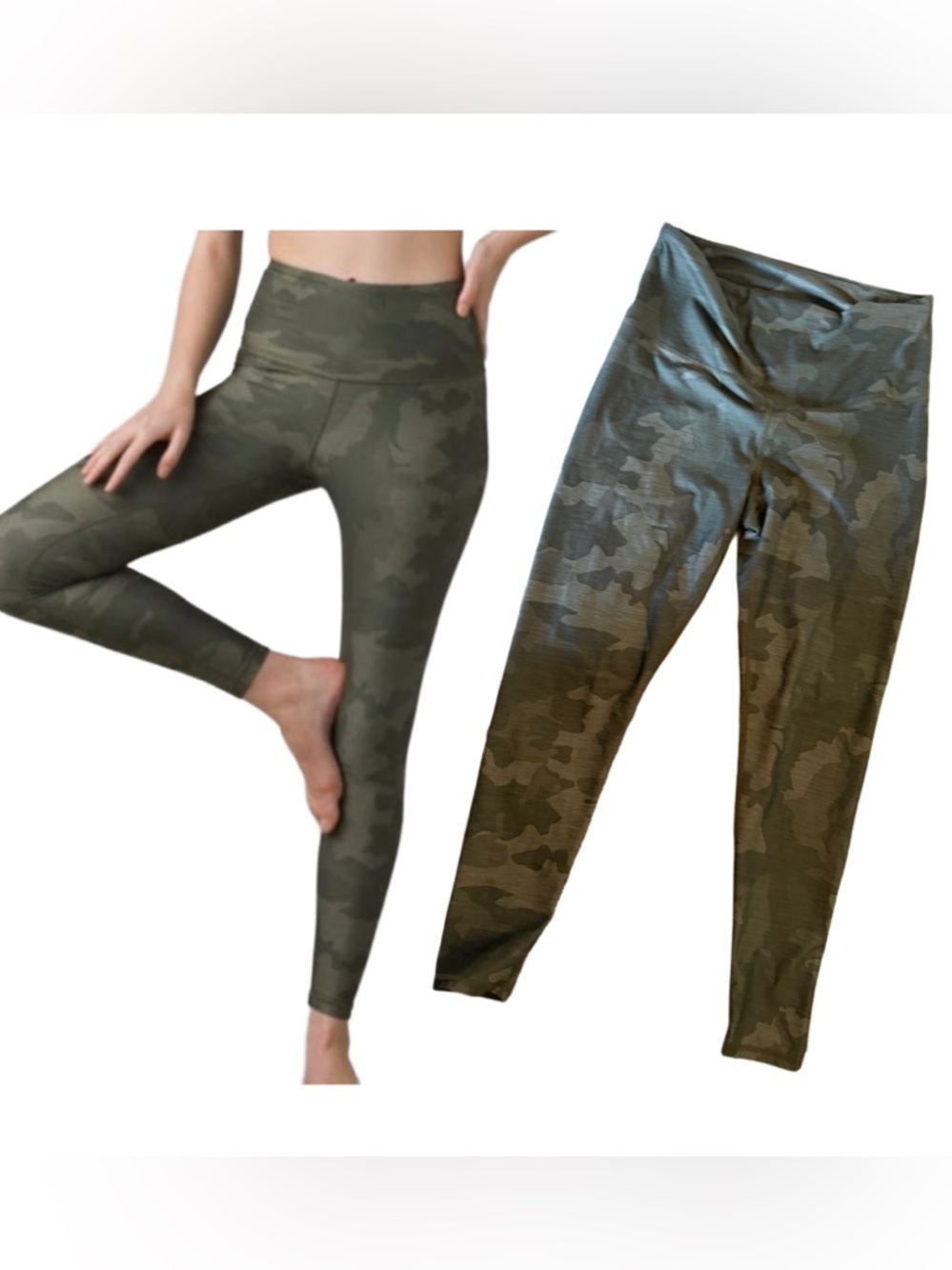 PrANa yoga climbing High-Waist Camo Leggings for Women - Olive Sage Green Sz M